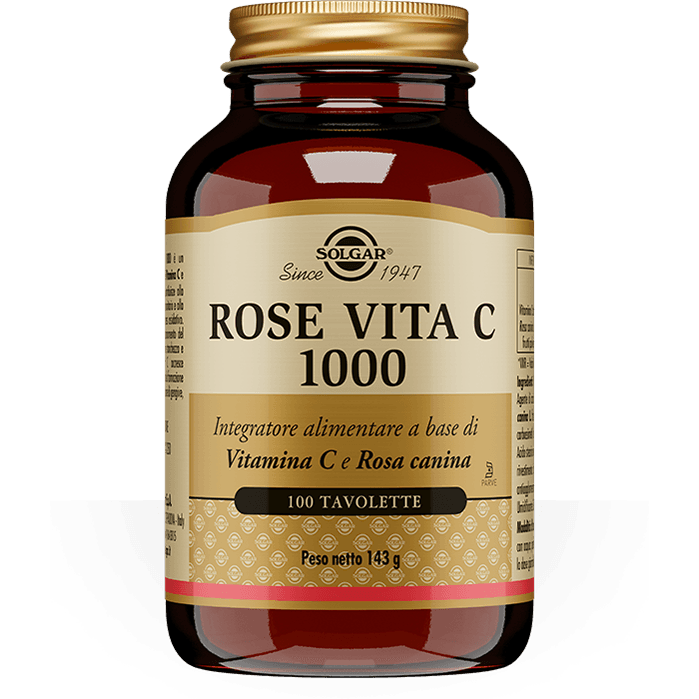 Solgar Rose Vita C 1000 – Vitamina C con escaramujo, 100 comprimidos
