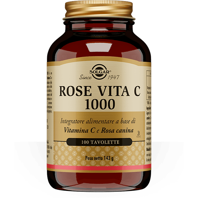 Solgar Rose Vita C 1000 – Vitamina C con escaramujo, 100 comprimidos