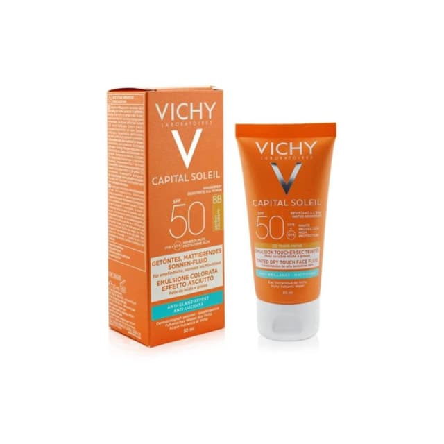 Vichy Ideal Soleil Dry Touch BB SPF50 – Emulsión BB solar con color, 50 ml