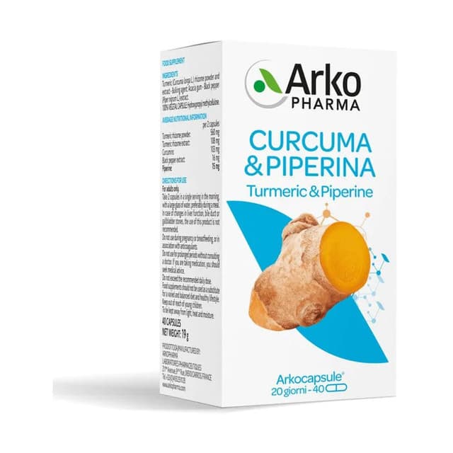 Arkocapsule Cúrcuma + Piperina 560 mg – 40 cápsulas