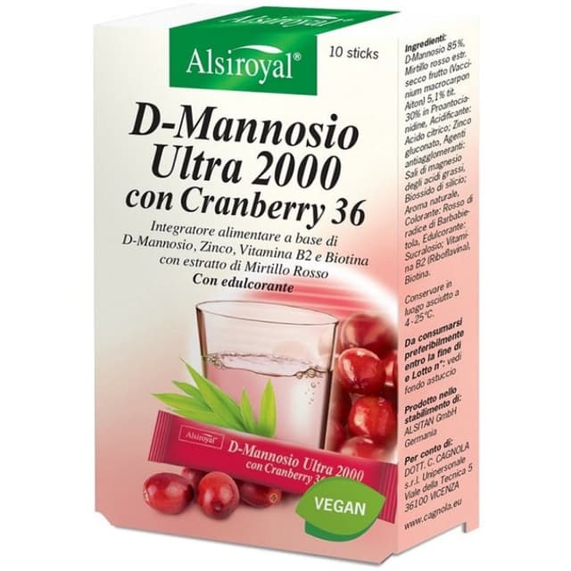 D-Mannosio Ultra 2000 – D-manosa 2 g + arándano rojo – 10 sobres