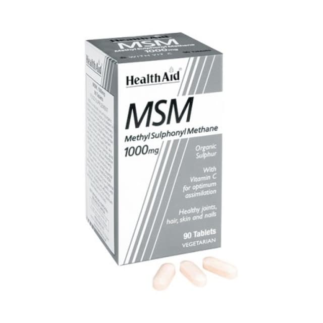 MSM 1000 mg Azufre – 90 cápsulas Health Aid