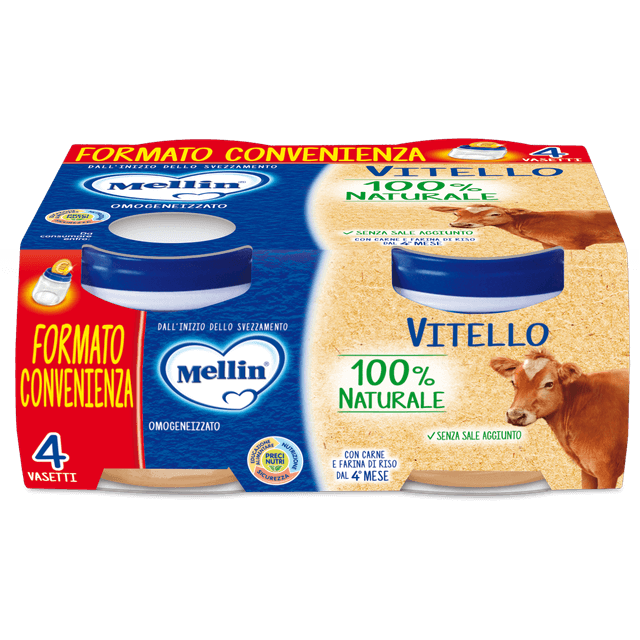 Mellin Omo Ternera Homogeneizada – Proteína + Hierro – 4 x 80 g Papilla
