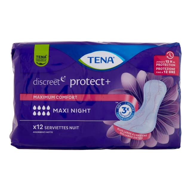 Tena Lady Maxi Night – Protectores para la noche – 12 unidades