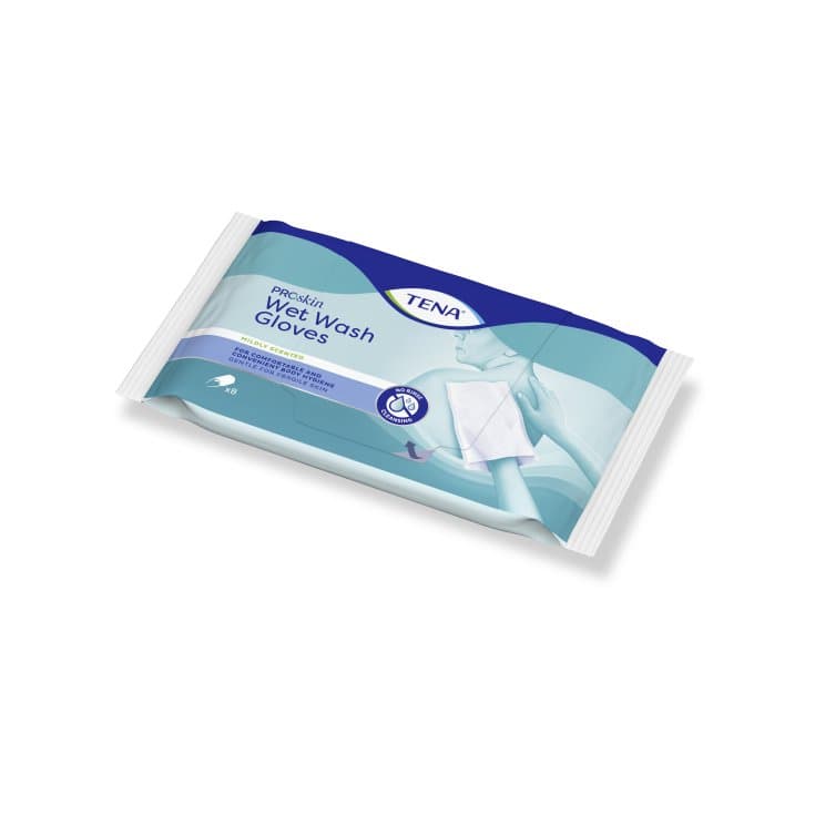 TENA Wet Wash Glove – 8 unidades
