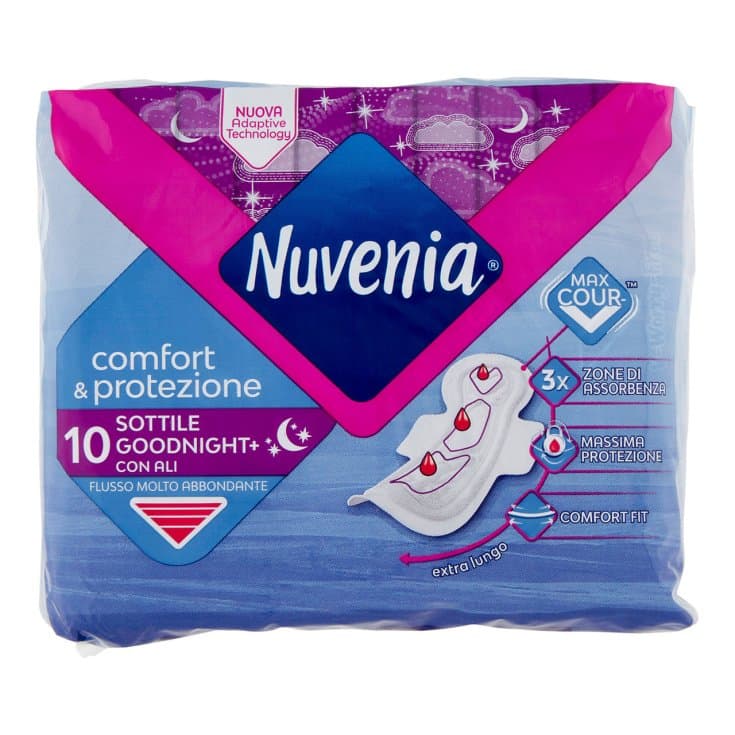 Nuvenia compresas ultrafinas de noche con alas – 10 unidades