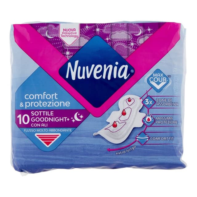 Nuvenia compresas ultrafinas de noche con alas – 10 unidades