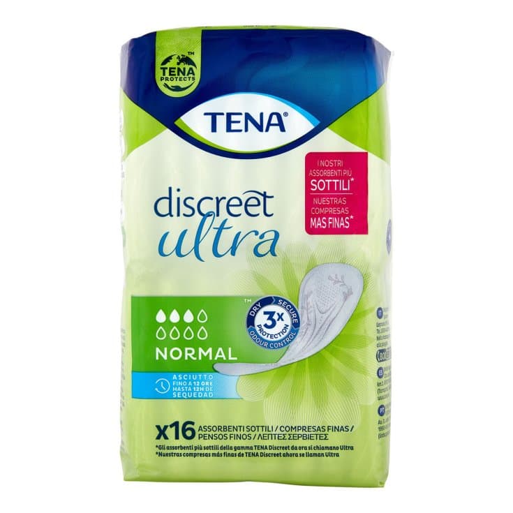 TENA Discreet Ultra Normal – Protectores para incontinencia, 16 unidades