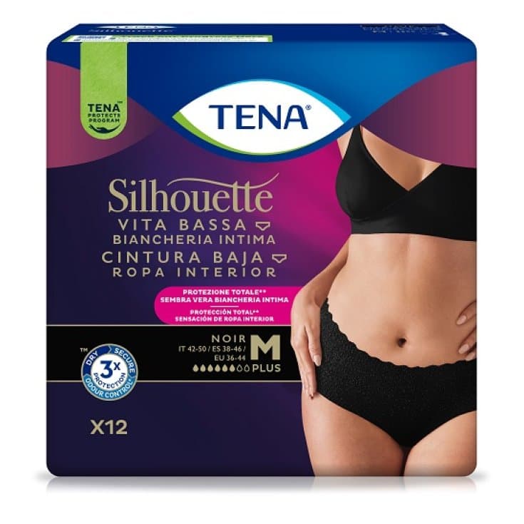 TENA Silhouette Noir – Talla M, 12 unidades