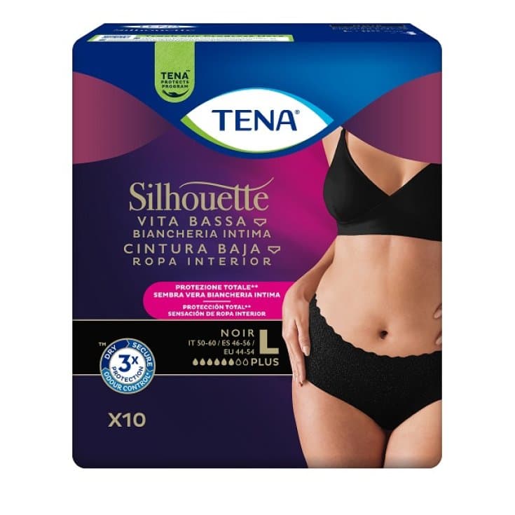 TENA Silhouette Noir – Talla L, 10 unidades