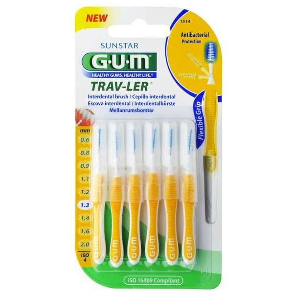 GUM TRAVLER 1514 Cepillo Interdental 1,3 mm – Pack de 6 unidades