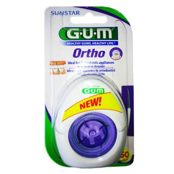 GUM Ortho Hilo Dental con Esponja – Dispensador de 50 hilos