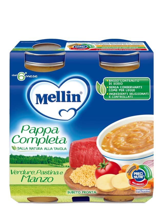Mellin Pappa Completa Vacuno – 2 x 250 g Comida infantil