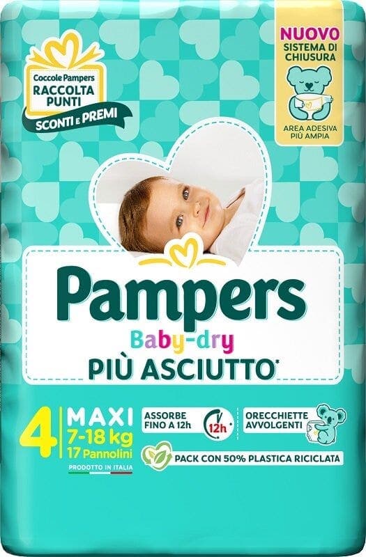 Pampers Baby-Dry Pañales Talla Maxi (4), 17 unidades