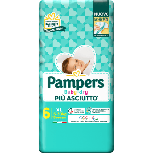 Pampers Baby-Dry Pañales Talla XL, 13 unidades