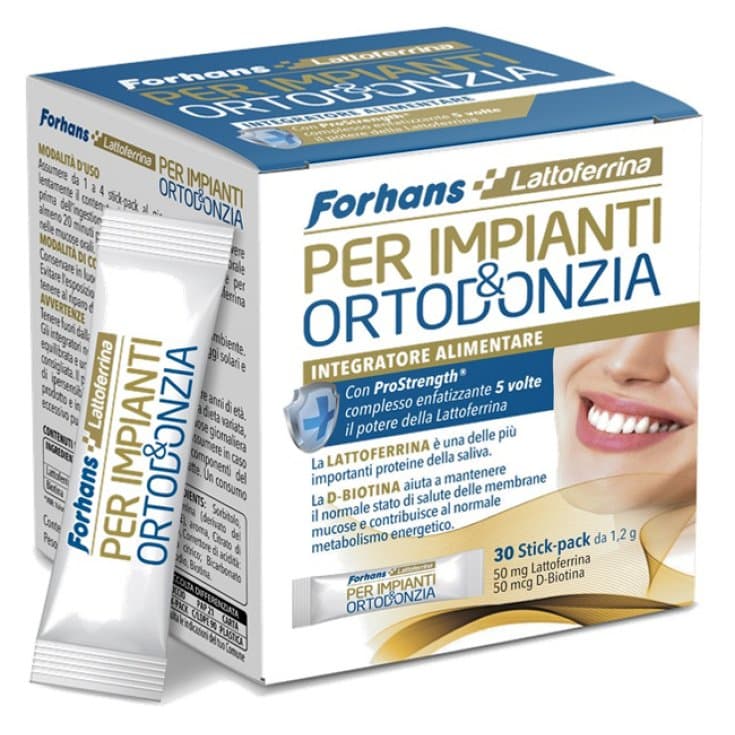 Lactoferrina 200 mg + Biotina – 30 sticks | Forhans para ortodoncia