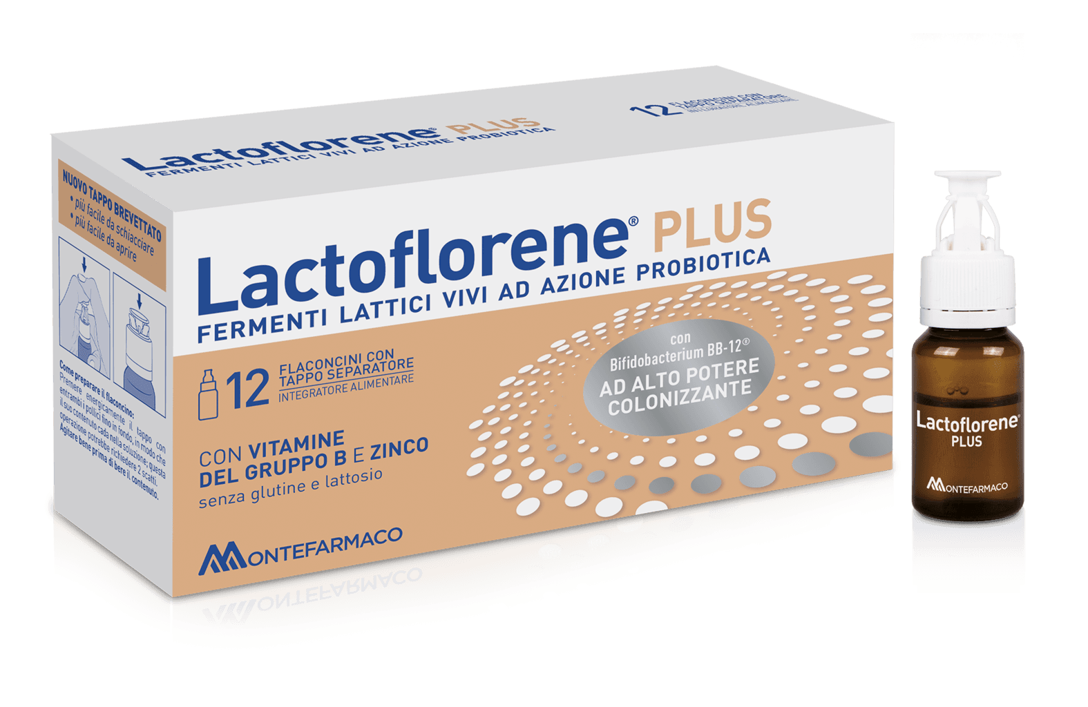 Probióticos con bacterias lácticas – 12 ampollas de 10 ml | Lactoflorene Plus