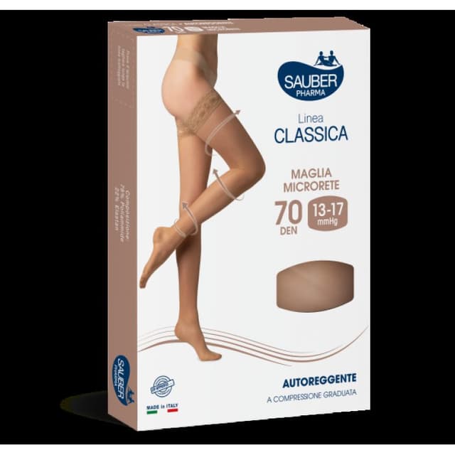 Sauber Medias de Compresión sin liguero 70D Talla 4 Beige – 1 par