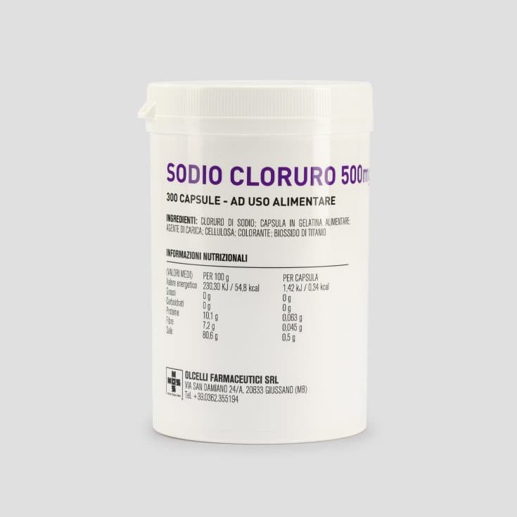 Electrolitos – 300 cápsulas de 500 mg | Sodio Cloruro OLCEL
