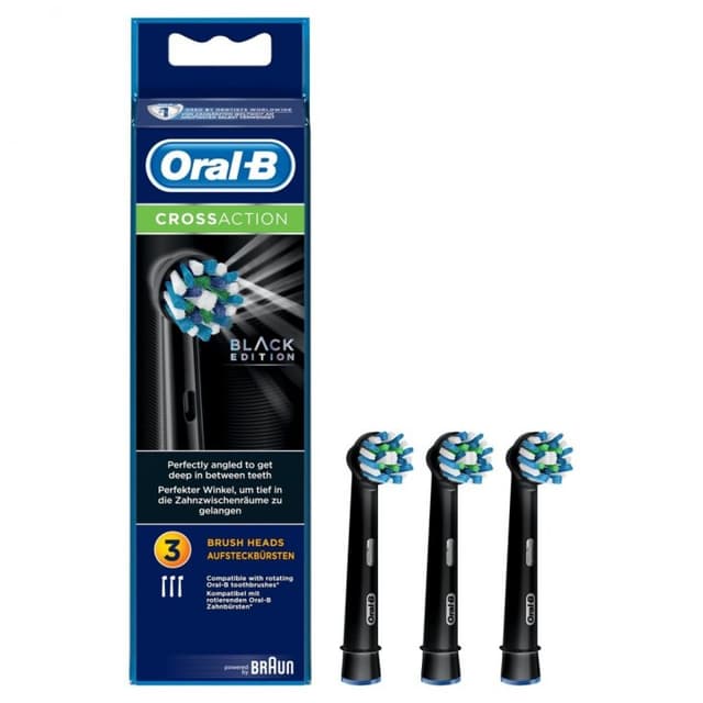 Oral-B Cabezales Cross Action Black – pack de 3 unidades