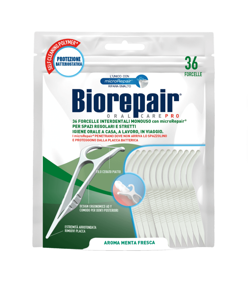 BIOREPAIR Hilo Dental en Palillo Desechable – 36 unidades