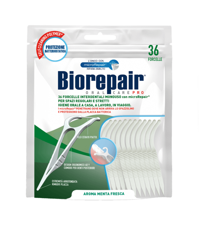 BIOREPAIR Hilo Dental en Palillo Desechable – 36 unidades
