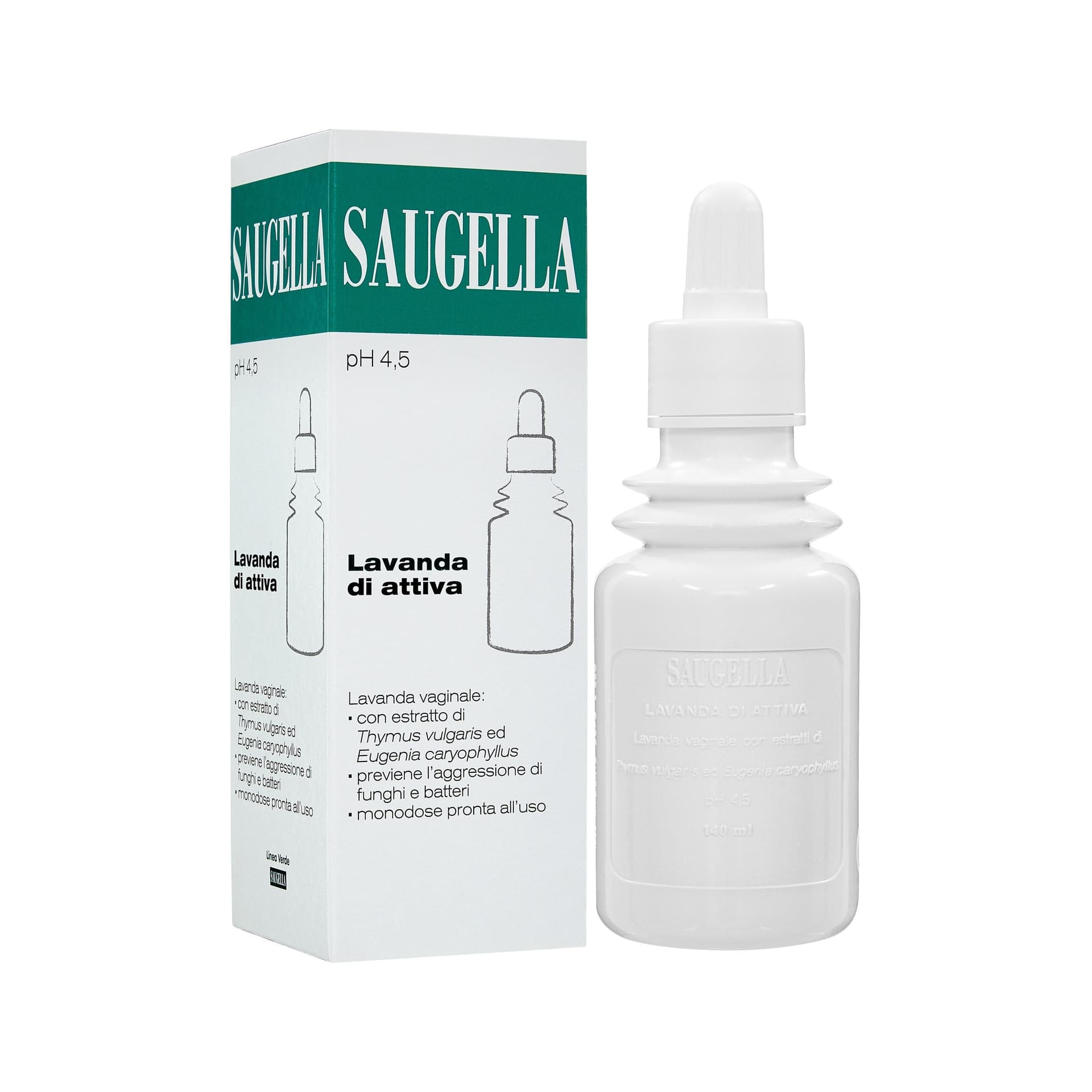 Saugella Lavado Vaginal Activo – 140 ml, 1 ampolla