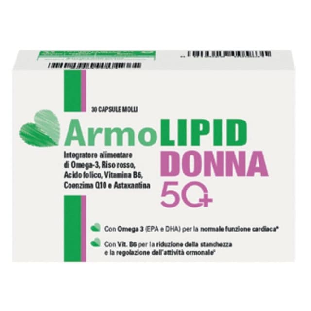 Omega-3 EPA y DHA + Arroz rojo – 30 cápsulas para mujeres | Armolipid Donna 50+