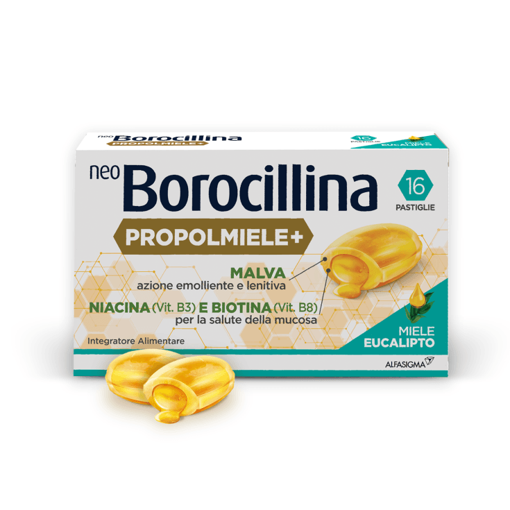 Neoborocillina Propolmiele + Eucalipto – Pastillas con propóleo 0,111 g + biotina