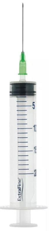 Jeringa 20 ml Luer Lock, cono excéntrico, aguja G21 – 1 unidad