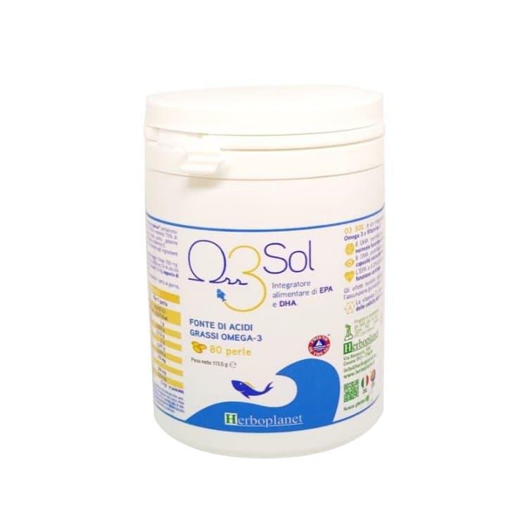 Omega-3 EPA y DHA + Vitamina E – 80 perlas Herboplanet | O3 Sol
