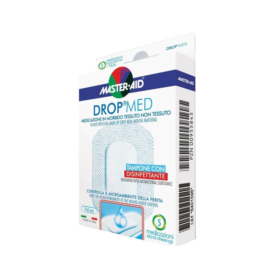 Drop-Master Aid Apósitos adhesivos – 5 unidades de 7 × 5 cm