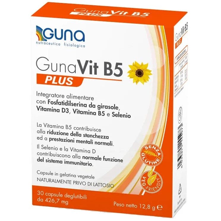 Gunavit B5 Plus – Vitamina D3 50 µg + Vitamina B5 – 30 cápsulas