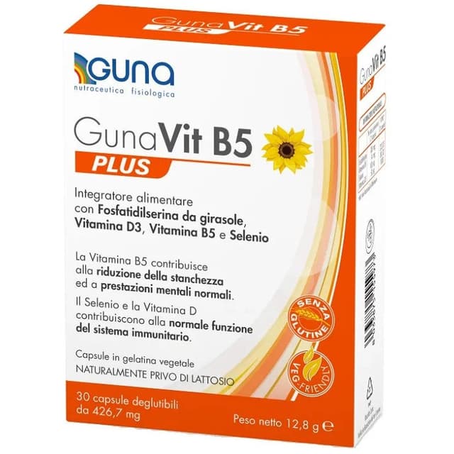 Gunavit B5 Plus – Vitamina D3 50 µg + Vitamina B5 – 30 cápsulas