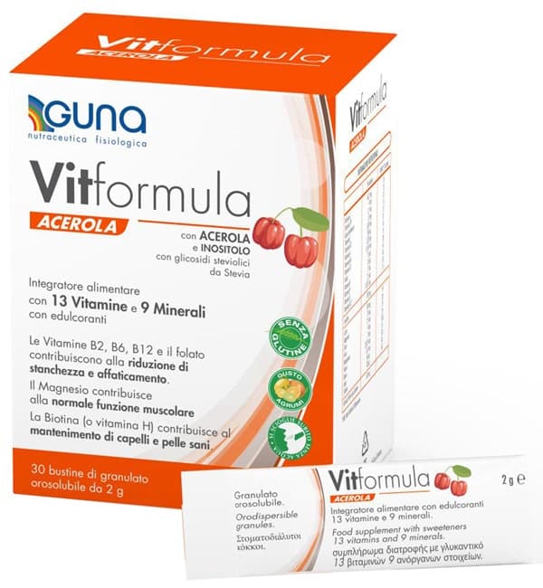 Vitformula Acerola – Vitaminas + minerales, 30 sobres | Guna