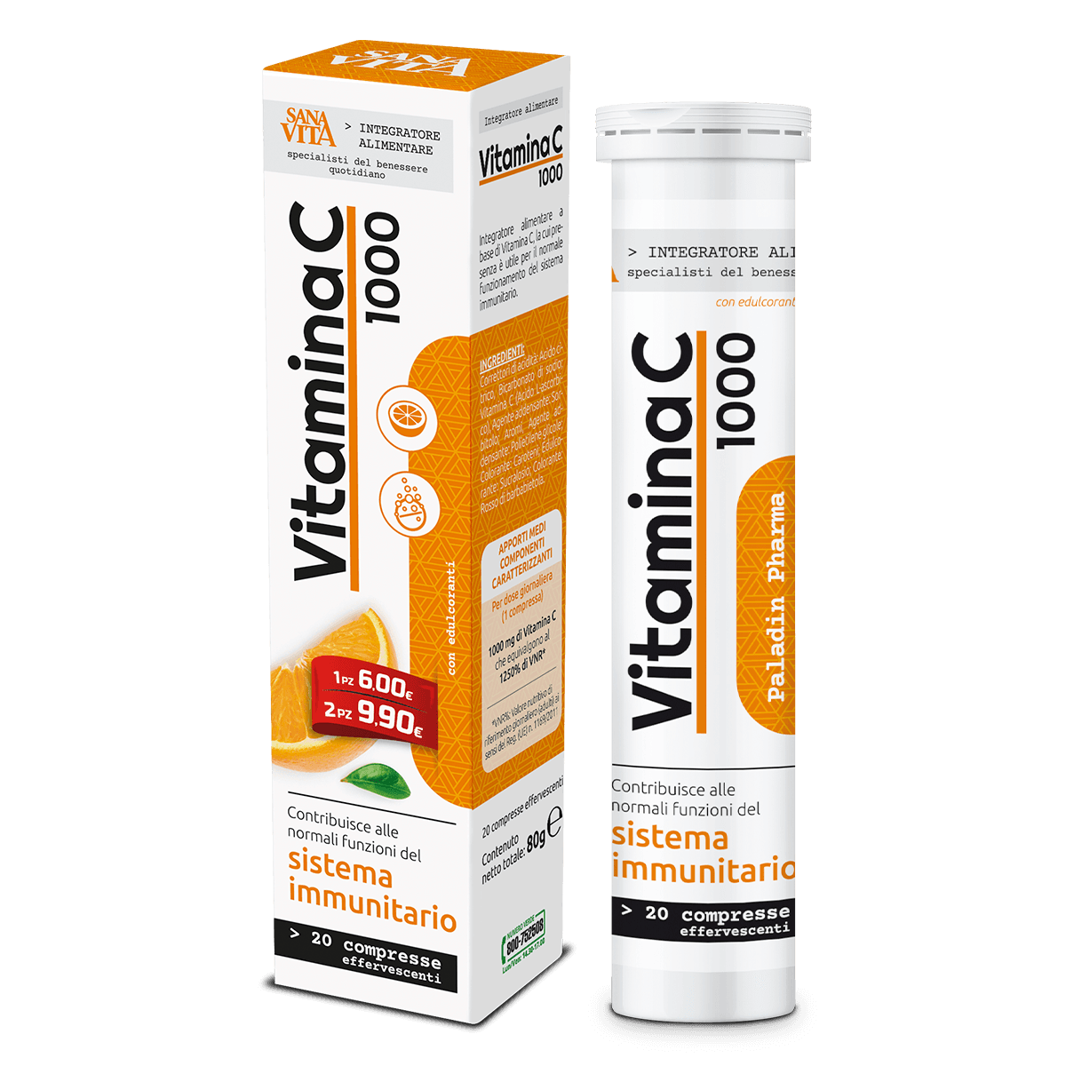 Sanavita Vitamina C Efervescente – 20 comprimidos efervescentes