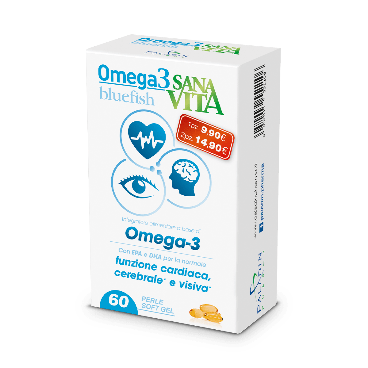 Omega-3 EPA y DHA + Complejo de Vitamina B – 60 cápsulas | Sanavita Blue Fish