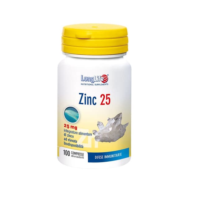 Longlife Zinc 25 mg – 100 comprimidos
