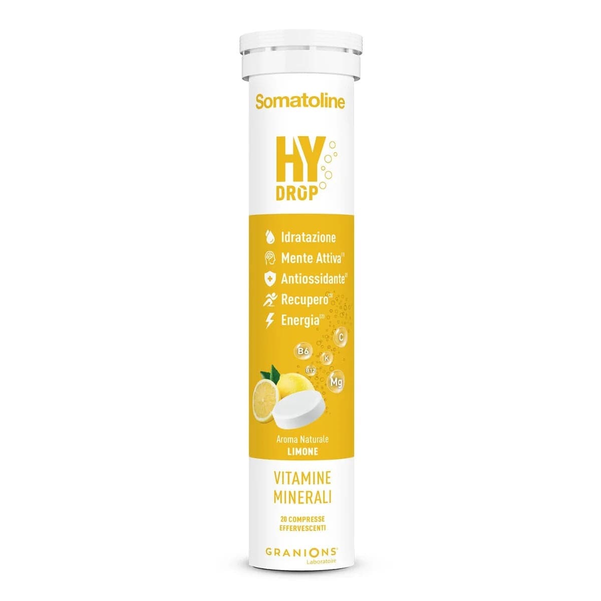 Somatoline Hydrop Limone – Potasio + Magnesio – 20 comprimidos sabor limón
