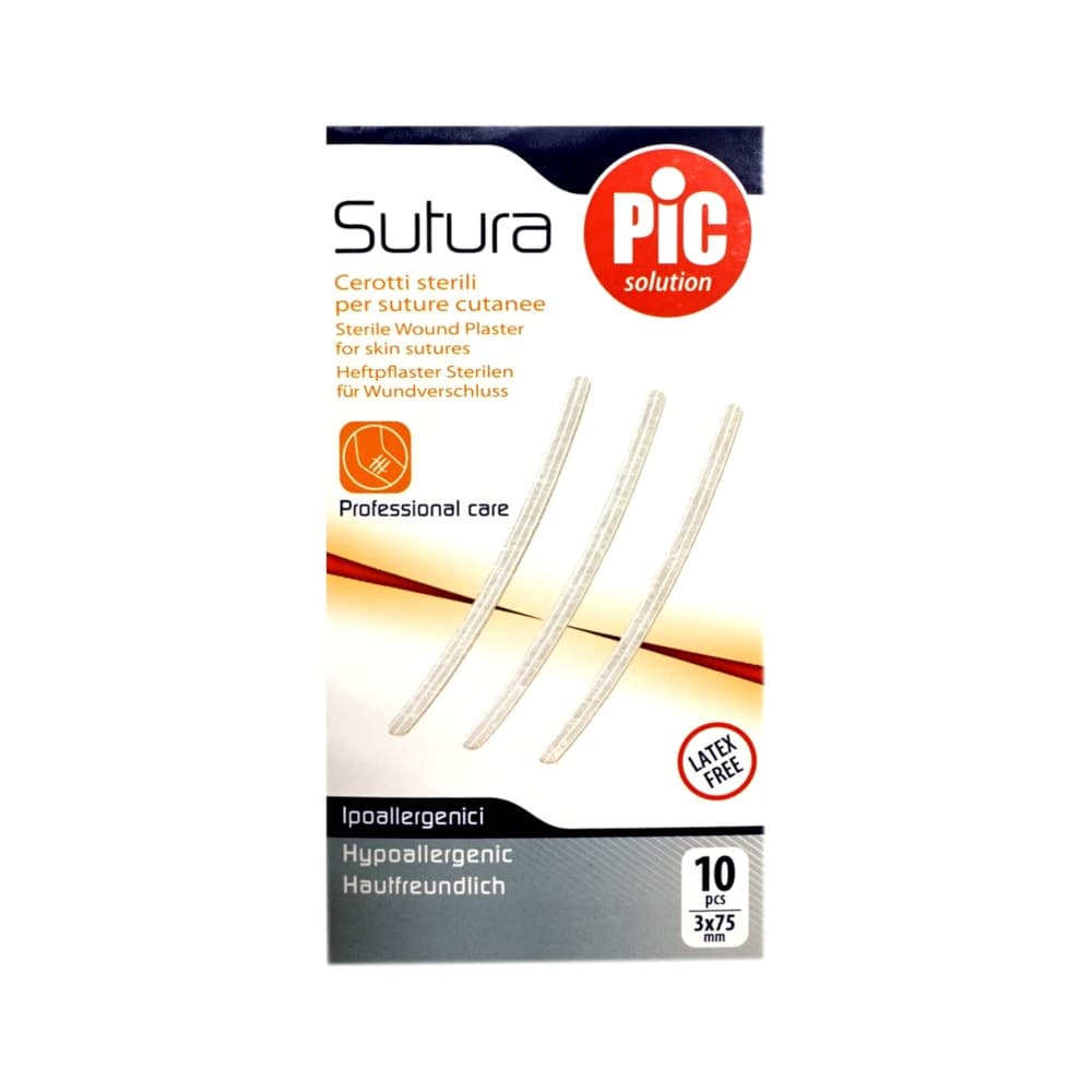 Apósito PIC Sutura – Tiras de Cierre para Heridas 3 x 75 mm, 10 unidades