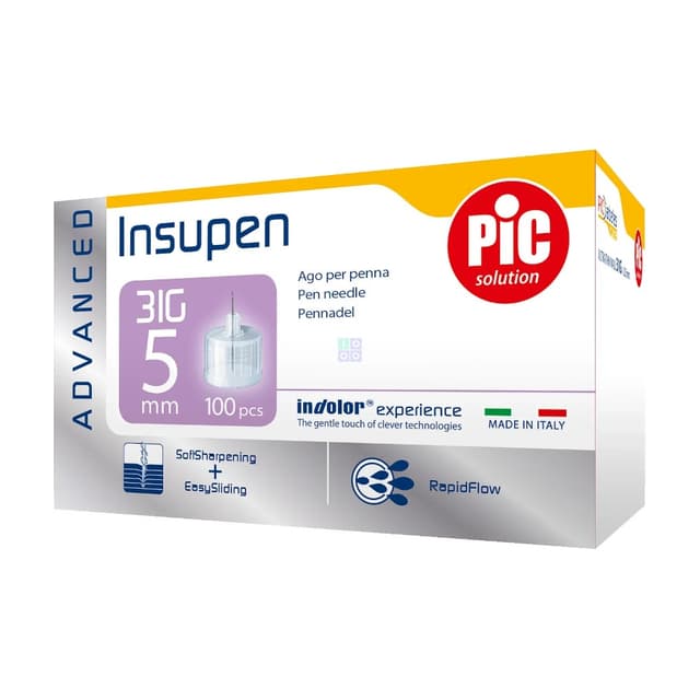 Insupen Agujas para Pluma 31G 5 mm – 100 unidades