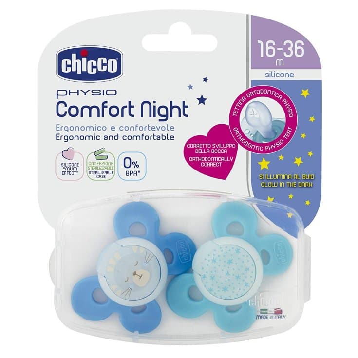 Chicco Succh Chupete Lumi Azul Silicona 12M+ – Pack de 2