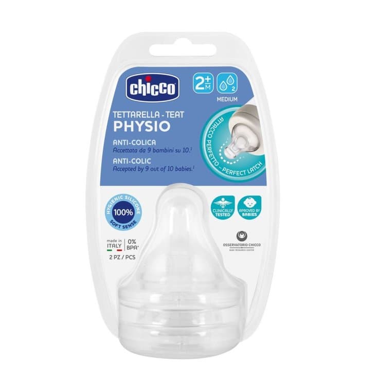 Chicco TETTAR PERFECT5 – Tetinas de silicona desde 2 meses, pack de 2