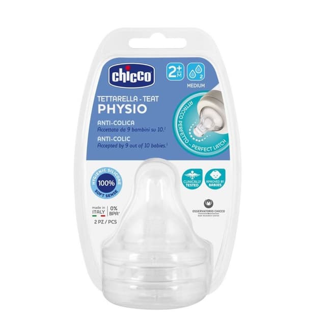 Chicco TETTAR PERFECT5 – Tetinas de silicona desde 2 meses, pack de 2