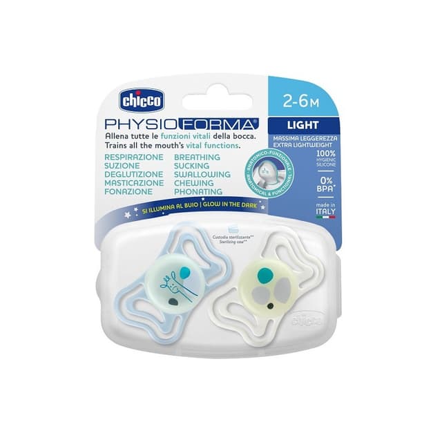 Chicco Succhietto Light Luminoso – 2-6 meses, pack de 2 unidades