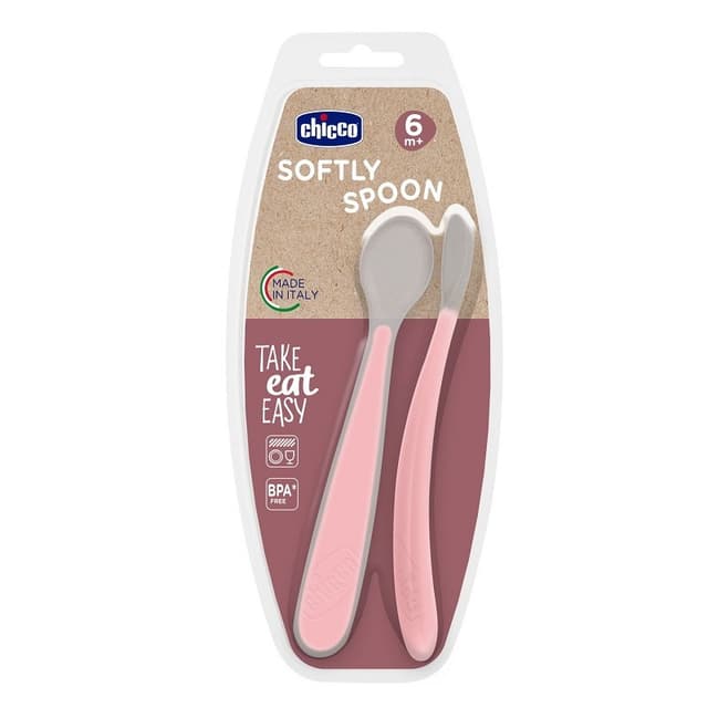 Chicco Cuchara Doble Rosa de Silicona – a partir de 6 meses