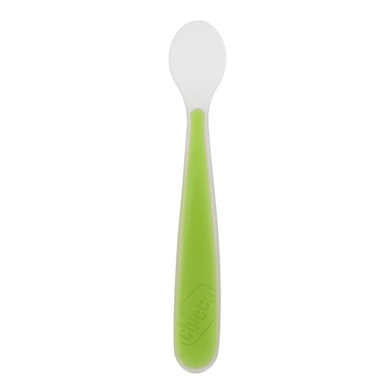 Chicco Cuchara de Silicona Softly – a partir de 6 meses, Verde
