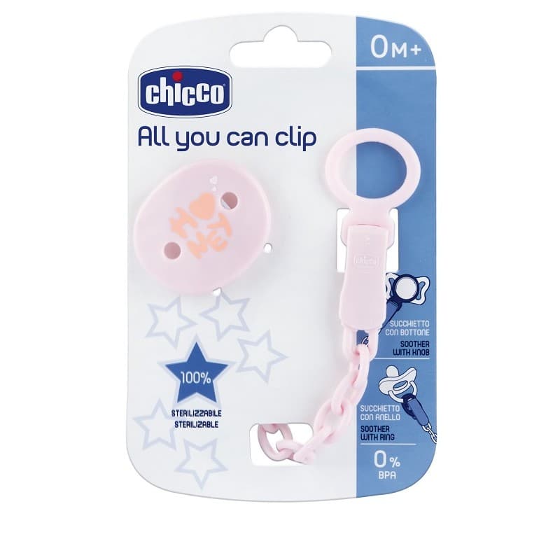 Chicco Clip universal para chupete rosa