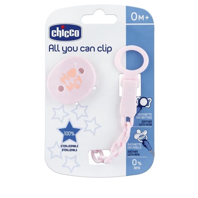 Chicco Clip universal para chupete rosa