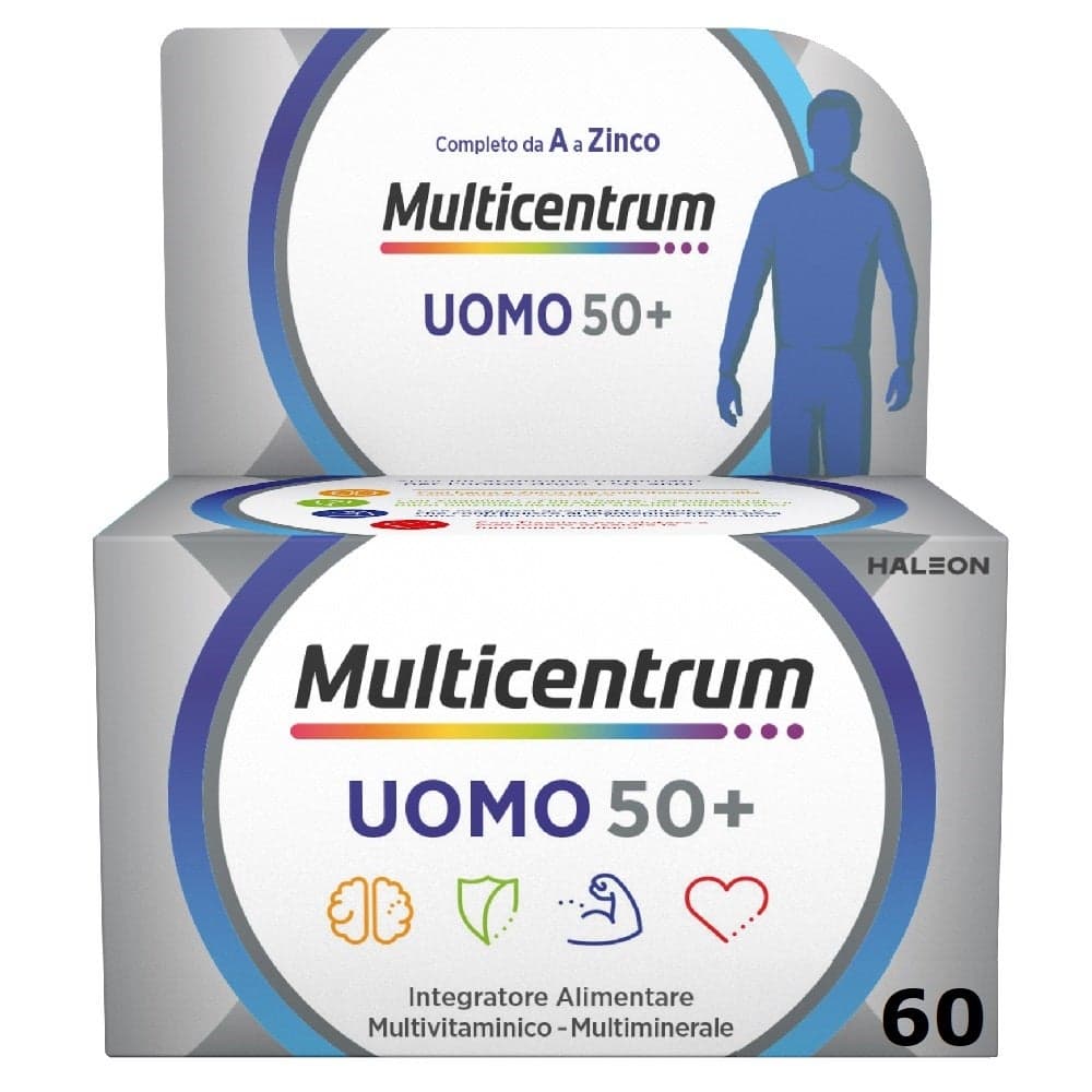 Multivitaminas + Calcio – 60 comprimidos para hombre | Multicentrum Uomo 50+
